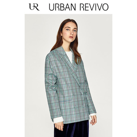 UR2018春夏新品青春女装翻领复古休闲西装短外套YU01S1BN2001商品大图