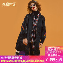 妖精的口袋Y黑色加厚棉服女韩版冬装2018新款宽松中长款棉衣外套图片