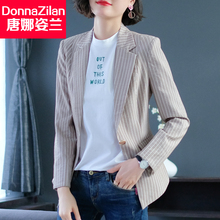 2018新款女装秋装条纹chic西装外套女修身女士休闲韩版长袖小西服图片