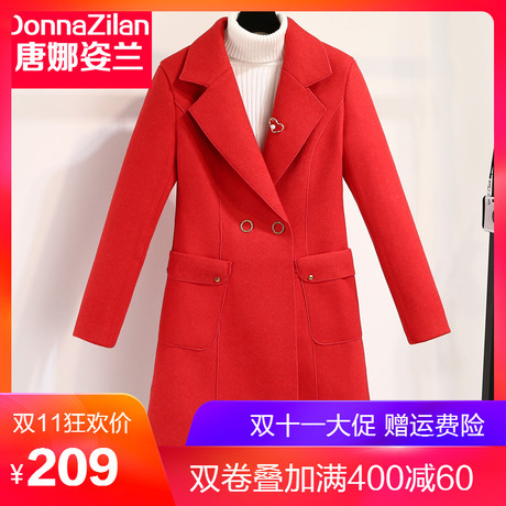2018冬季新款韩版流行女士加厚赫本风中长款毛呢外套呢子大衣女装商品大图