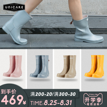 女成人防滑雨靴水鞋 时尚 胶鞋 女防水雨鞋 UNICARE春秋欧美中筒雨鞋