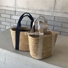 韩国ins爆款 休闲草编手提包沙滩包手工编织度假女包 2019夏季新款