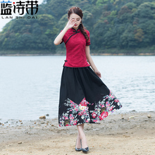 民国女装改良旗袍上衣汉服中国风中式唐装套装夏复古短袖棉麻茶服图片