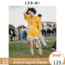 乐町连帽短袖t恤学生宽松韩版ulzzang百搭2018夏季新款女时尚上衣图片