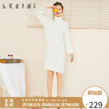 乐町春装2018新款女款针织打底连衣裙保暖长袖时尚裙子毛衣裙长裙图片