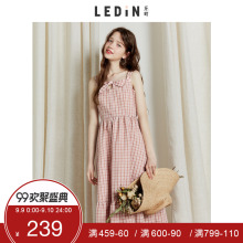 蝴蝶结吊带连衣裙ins超火的格纹裙2018夏装新款女韩版高腰仙女裙图片