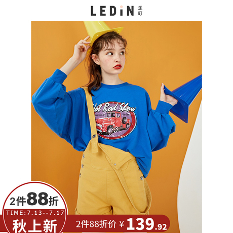 乐町卫衣慵懒风长袖薄款2018夏季新款女宽松帅气韩版圆领港味外套商品大图