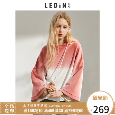 乐町卫衣女松松垮垮原宿风长袖秋款2018新款渐变色韩版宽松上衣商品大图