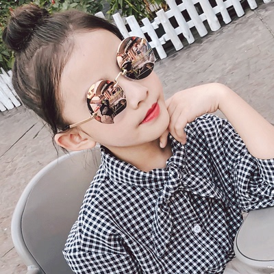时尚儿童偏光太阳镜圆形箭头男童女童墨镜个性小孩眼镜宝宝蛤蟆镜