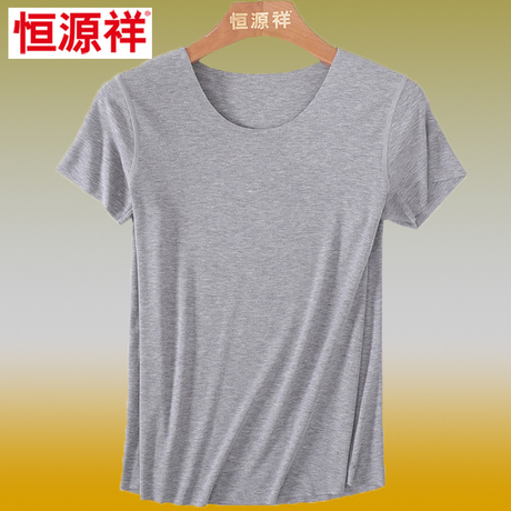 恒源祥2018新款夏装薄款休闲打底衫凉爽舒适套头衫女装短袖T恤衫商品大图
