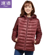 2018秋冬反季冰洁羽绒服女短款轻薄宽松大码中老年休闲妈妈装外套图片