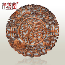 东阳木雕挂件香樟木雕刻挂饰中式实木玄关电视沙发背景墙装饰壁挂