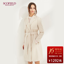 SCOFIELD女装中长款直筒V领羊毛呢大衣外套SFJW81C02S图片