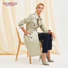 SCOFIELD女装2018春季中长款时尚修身双排扣风衣外套SFJT86105L图片