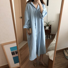 秋装 连衣裙孕妇衬衫 棉麻长款 孕妇装 上衣潮妈慵懒风宽松大码 韩版