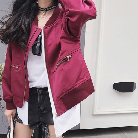 2018秋装新品韩版短款外套女生潮流个性假两件棒球服原宿女装开衫商品大图