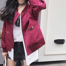 2018秋装新品韩版短款外套女生潮流个性假两件棒球服原宿女装开衫图片