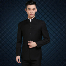 男青年外套秋冬男士 中式西服礼服中国风盘扣唐装 中山装 2018新品