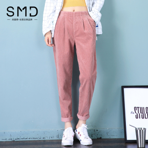 韩版百搭灯芯绒哈伦裤