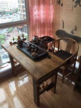 老榆木门板茶桌茶台风化守咀烂婊嵋樽烂虐屐桌吧台面喝茶桌组合