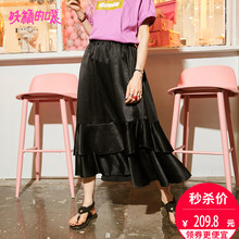 妖精的口袋旗舰店少女心仙女裙半身裙夏季2018新款荷叶边长裙子女图片