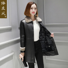 真皮羽绒服女2018新款冬装海宁皮衣女装水貂皮草中长款大衣外套图片