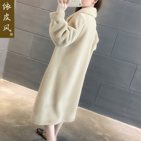 羊毛羊剪绒大衣皮草2018秋冬装女装新款海宁水貂毛领毛呢子潮外套商品大图