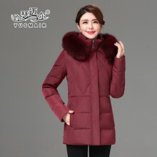 新款冬季中老年羽绒服女短款加厚宽松狐狸毛领妈妈装外套大码图片