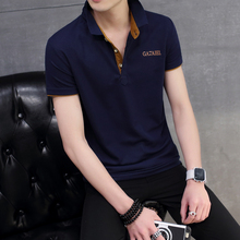 短袖T恤男翻领半袖衣服2019夏季新款纯色薄款男装衬衫领POLO衫潮