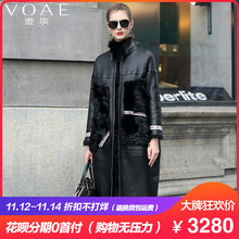 VOAE高端女装皮毛一体2018冬季新品海宁皮草欧美风外套中长款大衣图片
