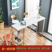 简约金色铁艺守敬罄硎靠墙小吧台隔断美甲店长条家用桌椅组合