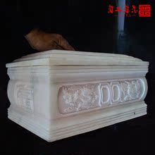 夫妻合葬双人加大骨灰盒玉石天然汉白玉龙凤呈祥棺材寿盒殡葬用品
