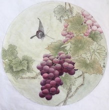 葡萄蝴蝶团扇白描电子稿11 步骤图 工笔画底稿
