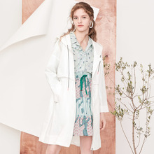 撞色抽绳中长款 女装 Lily20199新款 风衣轻薄连帽外套118140C1207