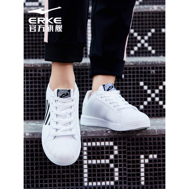 ERKE 2019 Autumn Women's Casual Shoes Shell Head Plate Shoes Women's Versatile Small White Shoes Women's Sneakers Women's Shoes