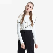 ochirly欧时力荷叶镶边修身 毛衣1JY3031960 大减价239元