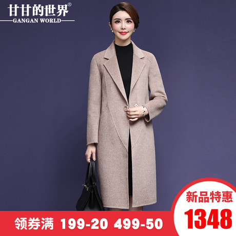 【阿尔巴卡】甘甘的世界2018秋冬新款西装翻领双面呢大衣修身长款商品大图