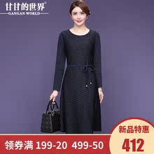 【毛织袖】甘甘的世界2018秋冬新款气质简约收腰显瘦打底连衣裙女图片