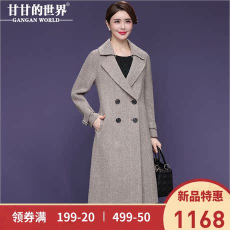 【5%羊驼毛】甘甘的世界秋冬新款显瘦西装领阿尔巴卡双面呢大衣女商品大图