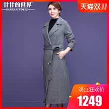 【 10%羊驼毛 90%羊毛】甘甘的世界2018秋冬新款双面呢大衣女长款图片