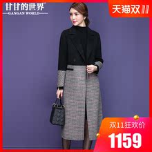【羊毛格子】甘甘的世界2018秋冬新款修身阿尔巴卡双面呢大衣女图片