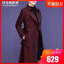 【加厚立体绒面】甘甘的世界2018秋冬新款中长款风衣外套中年女图片