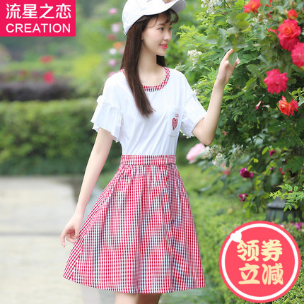 2018夏季新款潮少女韩版修身显瘦连衣裙学院风初中学生夏装公主裙商品大图