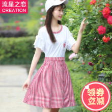 2018夏季新款潮少女韩版修身显瘦连衣裙学院风初中学生夏装公主裙图片