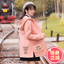 西子小荷毛呢外套女中长款韩版2018新款显瘦秋冬季中学生呢子大衣图片