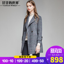 甘甘的世界双面呢大衣短款女2018新款翻领中年大码外套羊毛呢大衣图片
