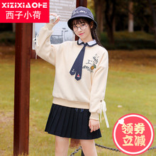 西子小荷卫衣2018新款女长袖韩版宽松薄款慵懒风初中学生少女秋装图片