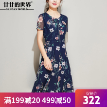 印花雪纺连衣裙女时尚优雅2018新款甘甘的世界收腰显瘦连衣裙女图片