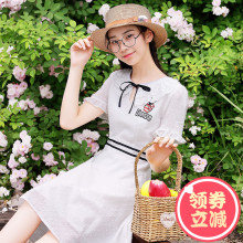 西子小荷裙子夏女2018新款韩版显瘦学生小清新中长款连衣裙少女图片