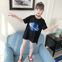 短袖 12岁 8T恤儿童一家三口亲子10星空τ裙母女装 女童夏季韩版 童装